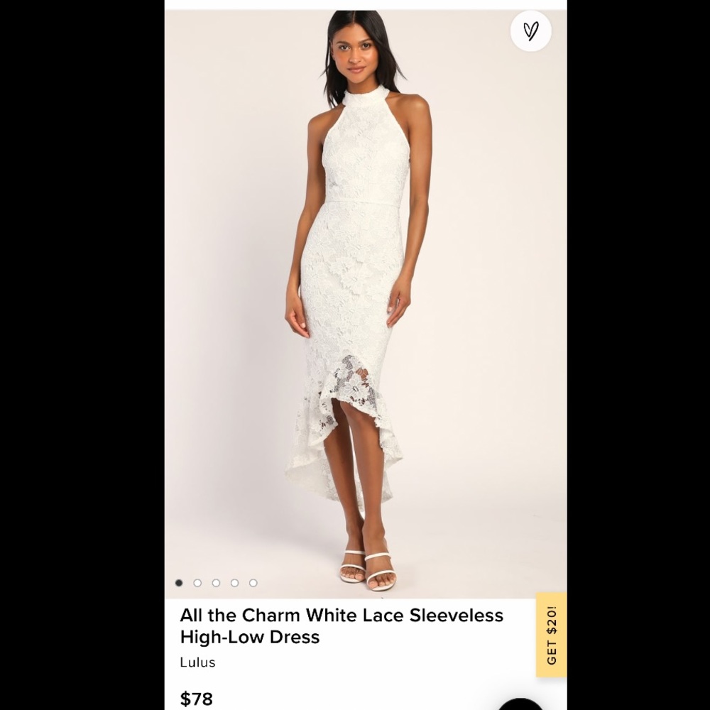 Lulus all the charm white lace sleeveless high-low dress size small